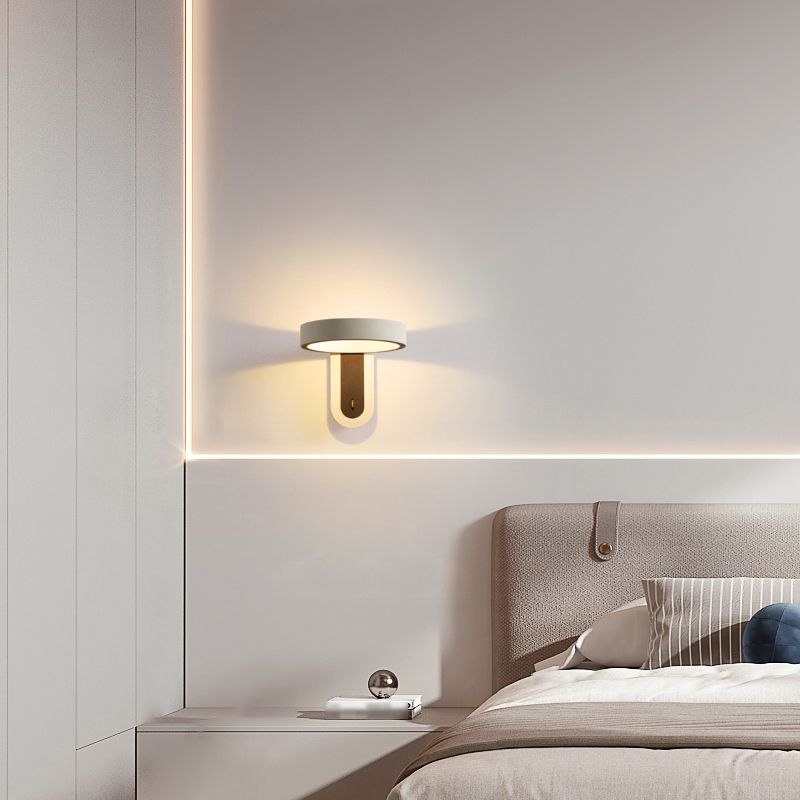 Nordic Style Aluminum Wall Light Circle Shape Rotatable Wall Lamp for Bedroom