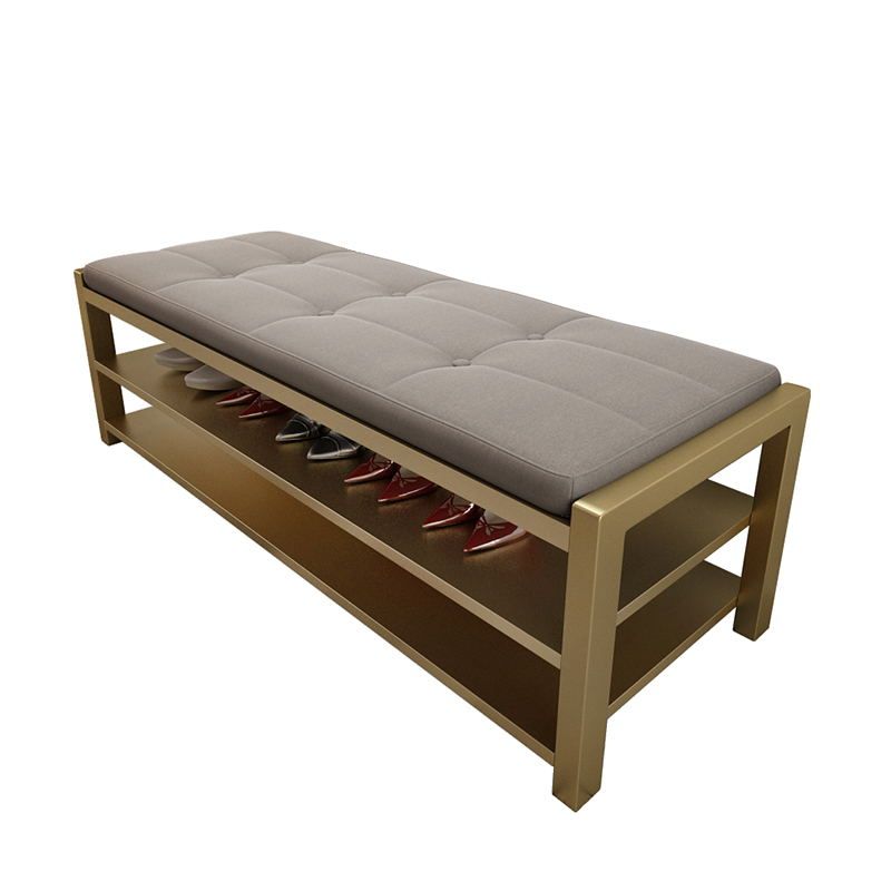 Glam Entryway Bench Cushioned Rectangle Seating Bench with Shoe Storage