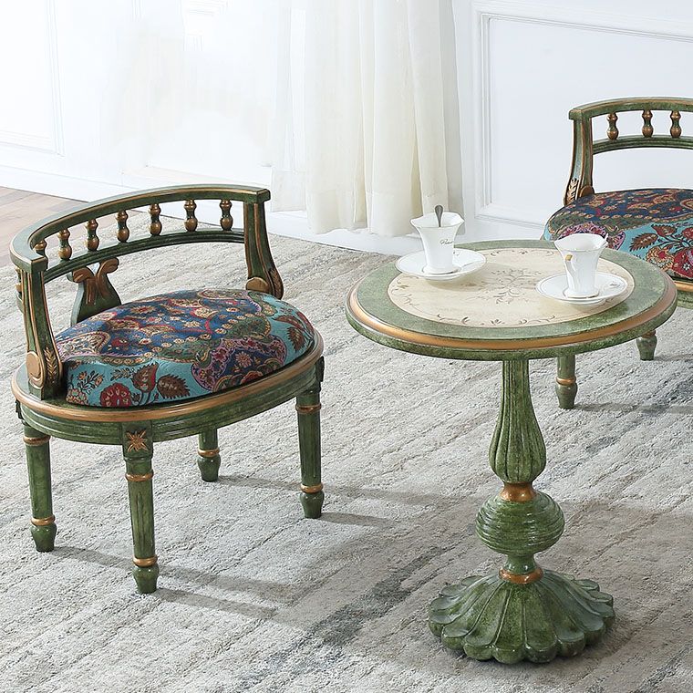 French Country Style Wooden Top Side Table 26.77" Tall Pedestal End Table