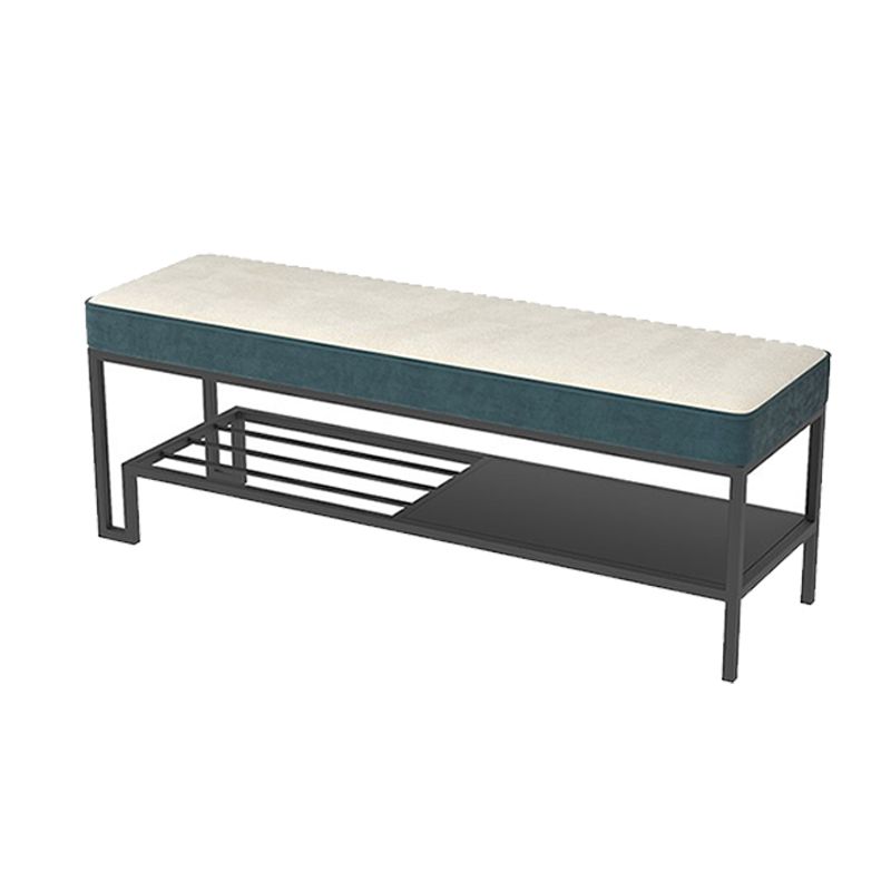 Modern Entryway Bench Cushioned Metal Rectangle Seating Bench