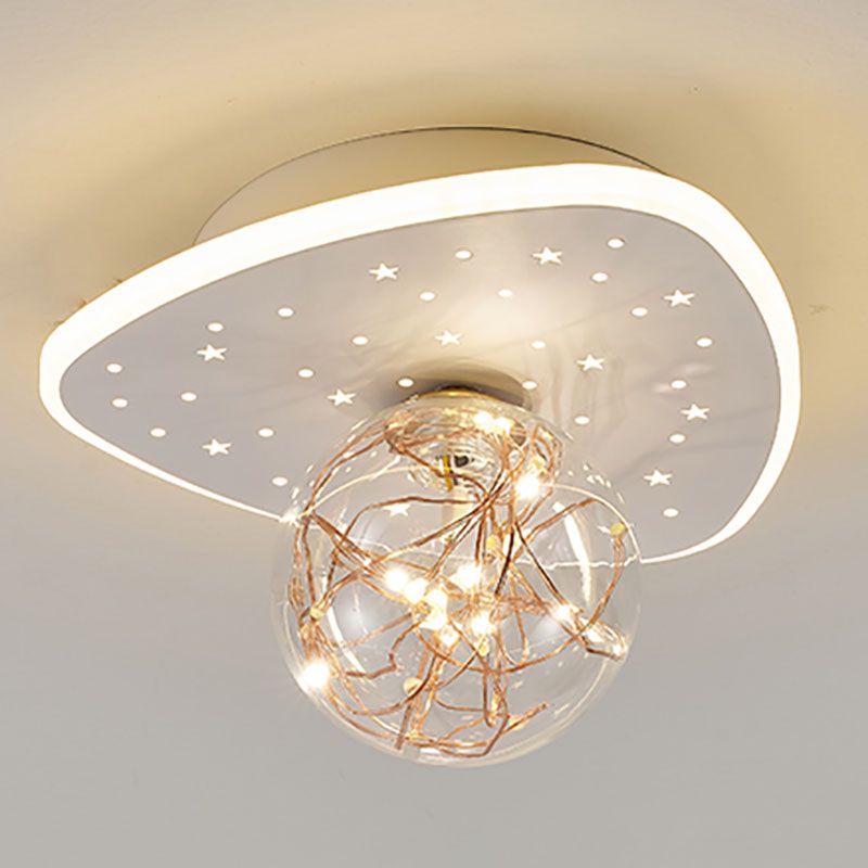 Nordic Style Geometric Ceiling Light Glass Gypsophila Flush Mount Light for Bedroom