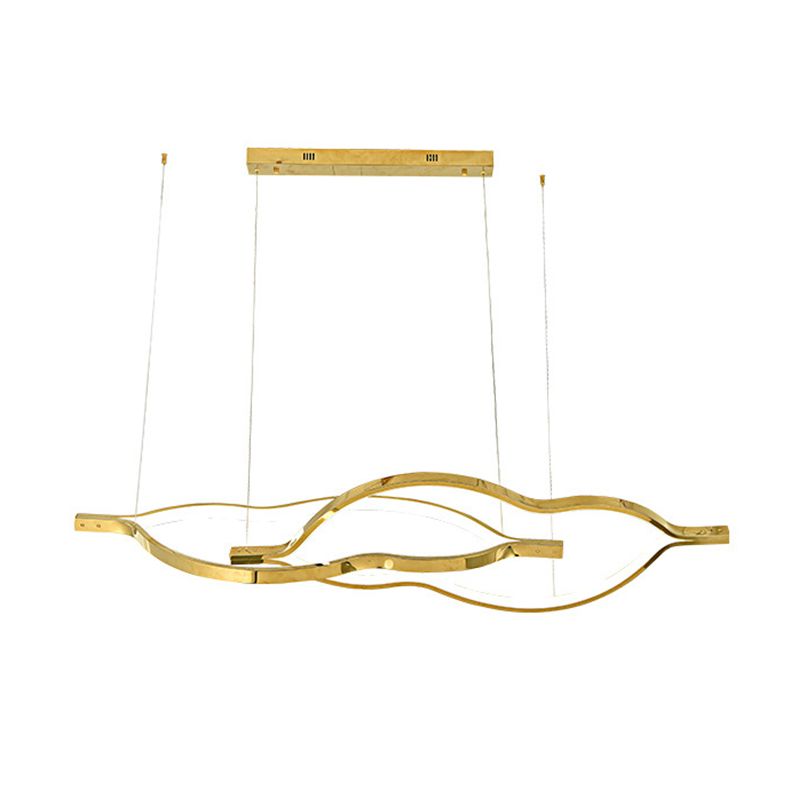 Metal Linear Shape Chandelier Light Modern Style 2 Lights Chandelier Light Fixture in Gold