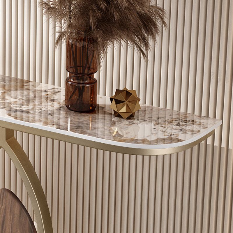 11" Wide Stone Glam Console Table Half Moon Console Sofa Table