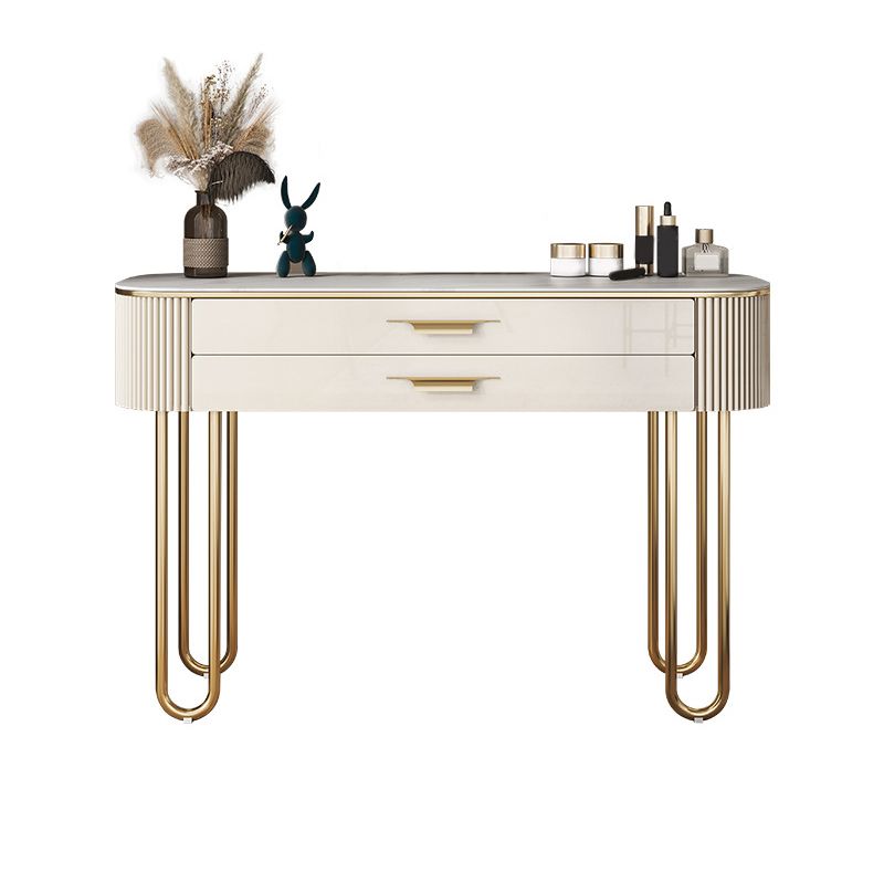 2 Drawers Makeup Table Desk Vanity for Women with Stool- 17.72" D