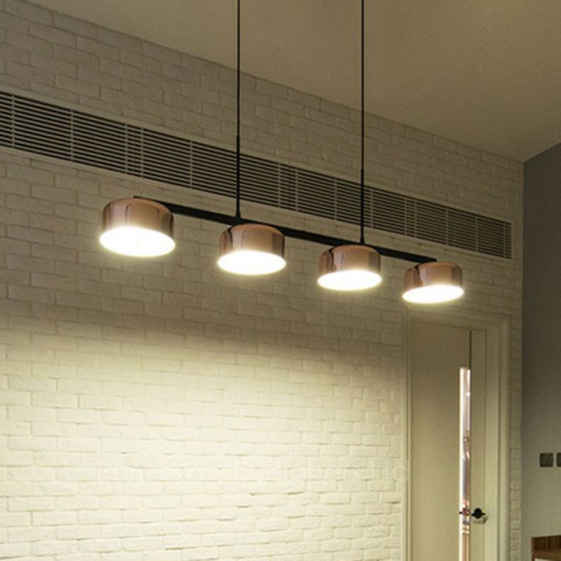 Bowl Shaped Pendant Light Fixture Minimalist Metal 4-Light Dining Room Island Light in Rose Gold