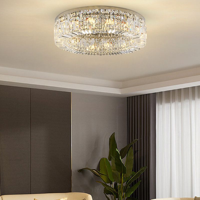 Drum Flush Mount Modern Crystal Flush Ceiling Light for Bedroom