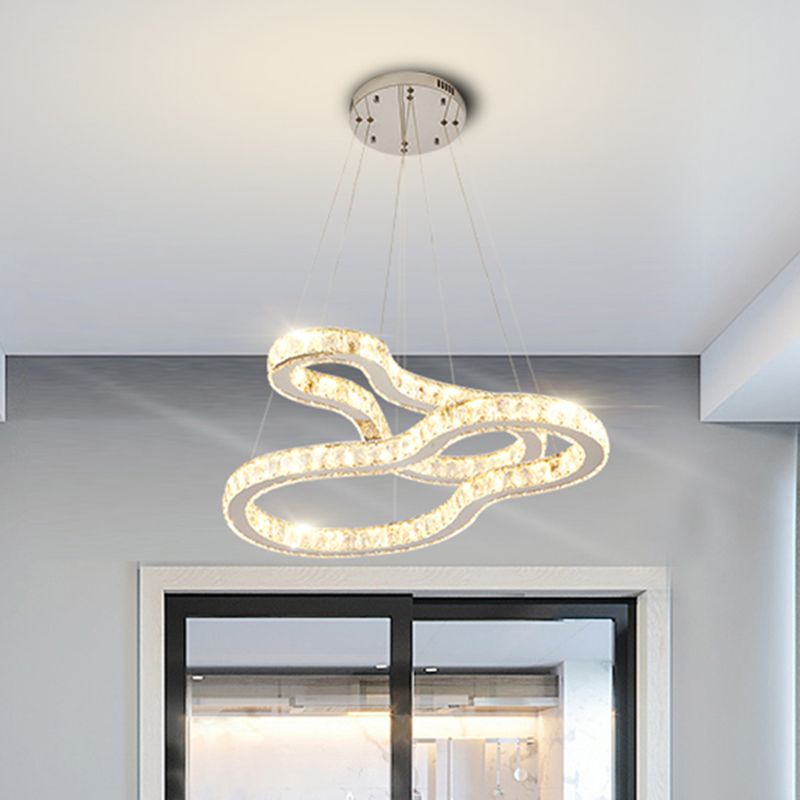 Ligera de lámpara de Chrome 2 Tiers Modernismo Biselado Cristal LED LEULDACE PARA DORMITORIO