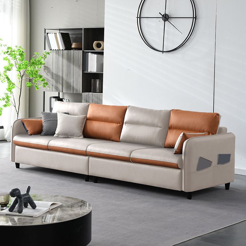 Modern Square Arm Sofa 4-Seat Couch with Pillow Back Cushions and Storage