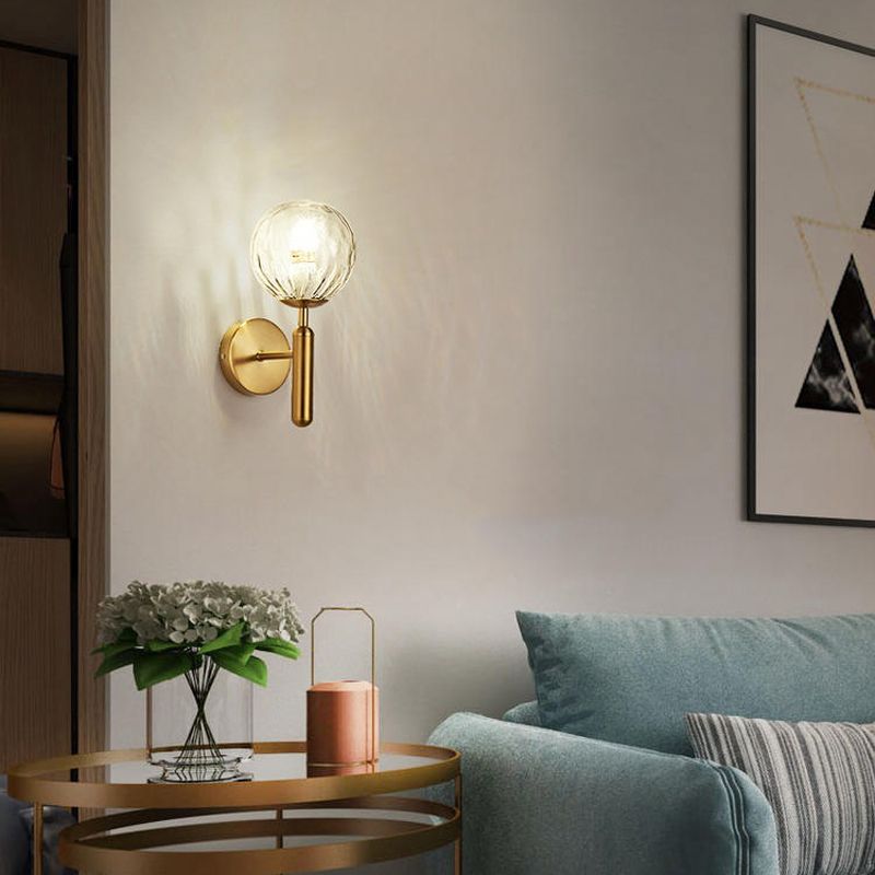 Modern Style Globe Wall Light Glass 1 Light Sconces for Bedroom