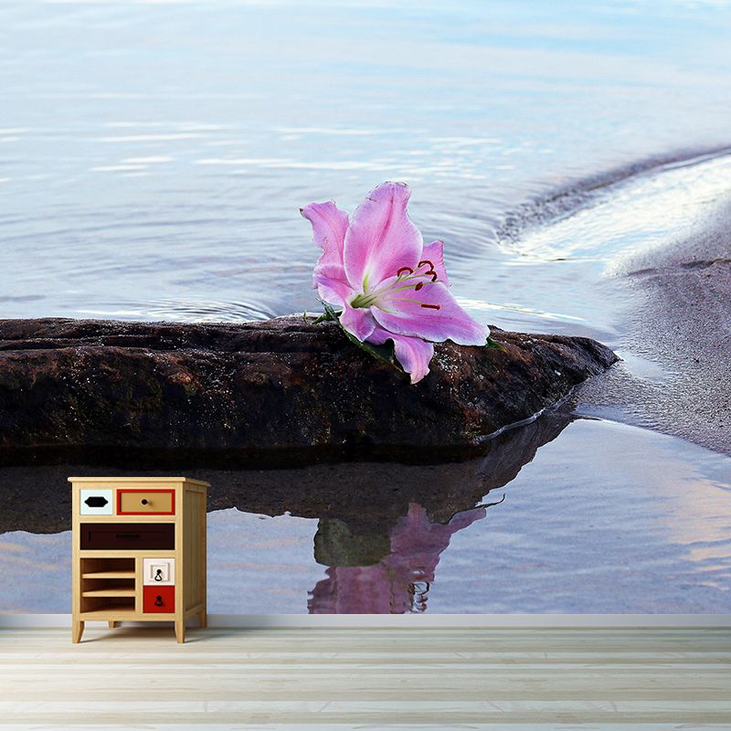 Photography Coastal Mural Wallpaper Mildew Resistant for Living Room Decor