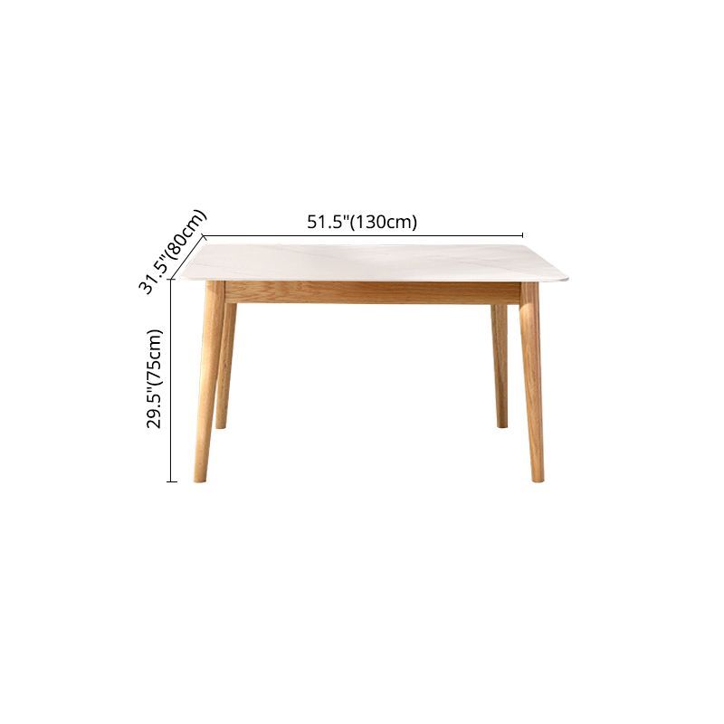 Mesa rectangular blanca contemporánea, mesa de comedor estándar de piedra sinterizada para cocina