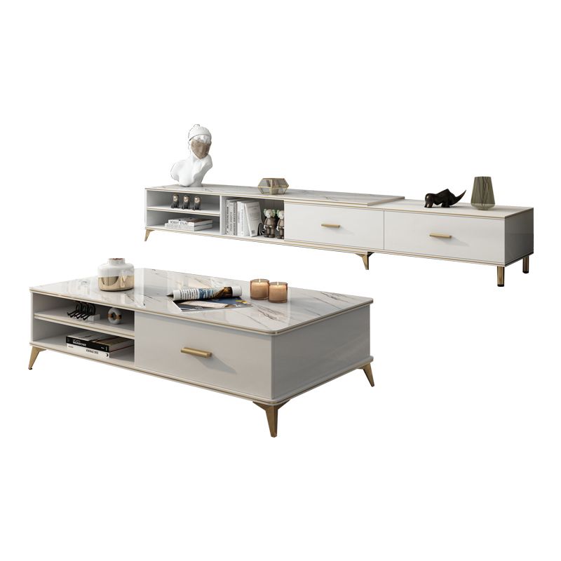Wooden Coffee Cocktail Table with Storage 4 Legs Contemporary Rectangle