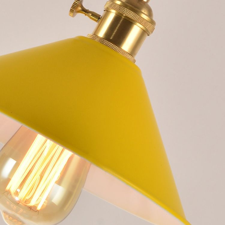 Modern Creative Hanging Wall Lamp Copper Tapered Macaroon Wall Light with Wrought Iron Shade