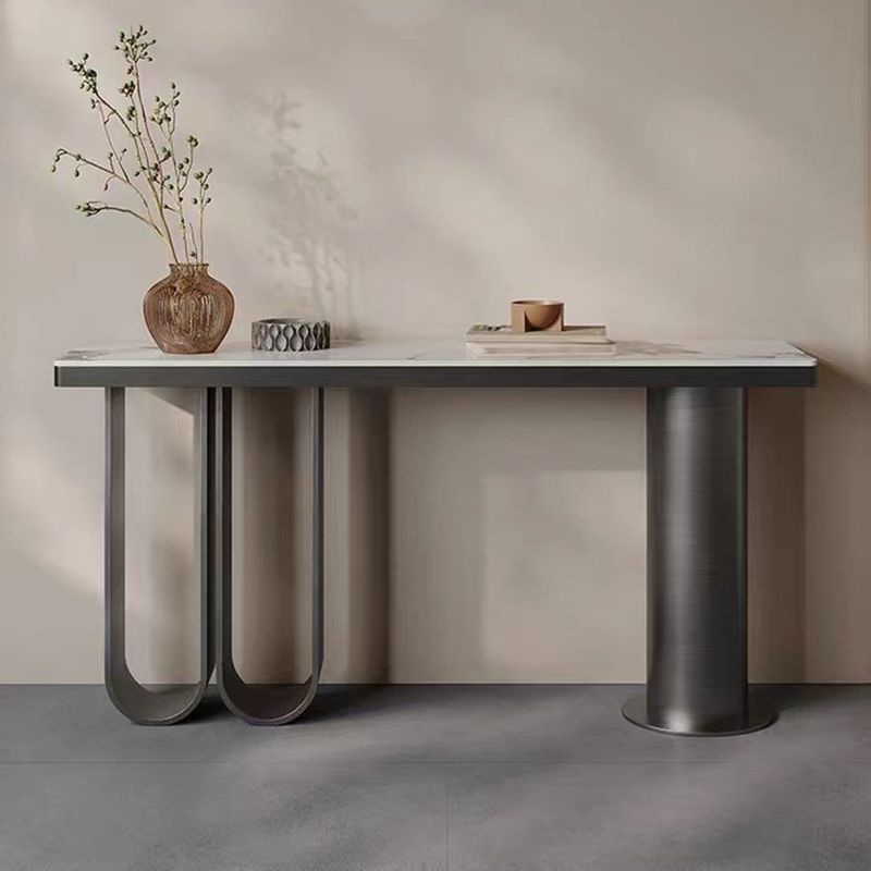 Rectangle Shape Console Table Contemporary Stone Sofa Table in Black