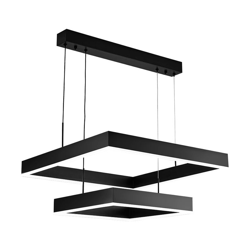 Modern Style Black Chandelier Lighting Fixtures Aluminium Multiple Squares Ceiling Lamp