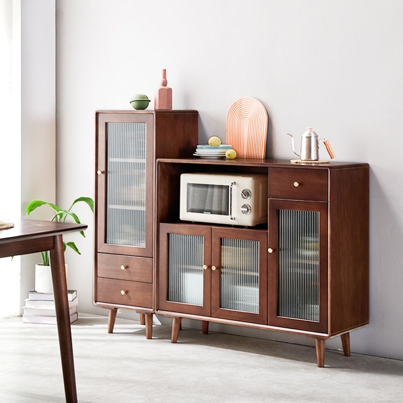 Glass Paned Accent Cabinet Modern Style 1-Door Chest with Drawers