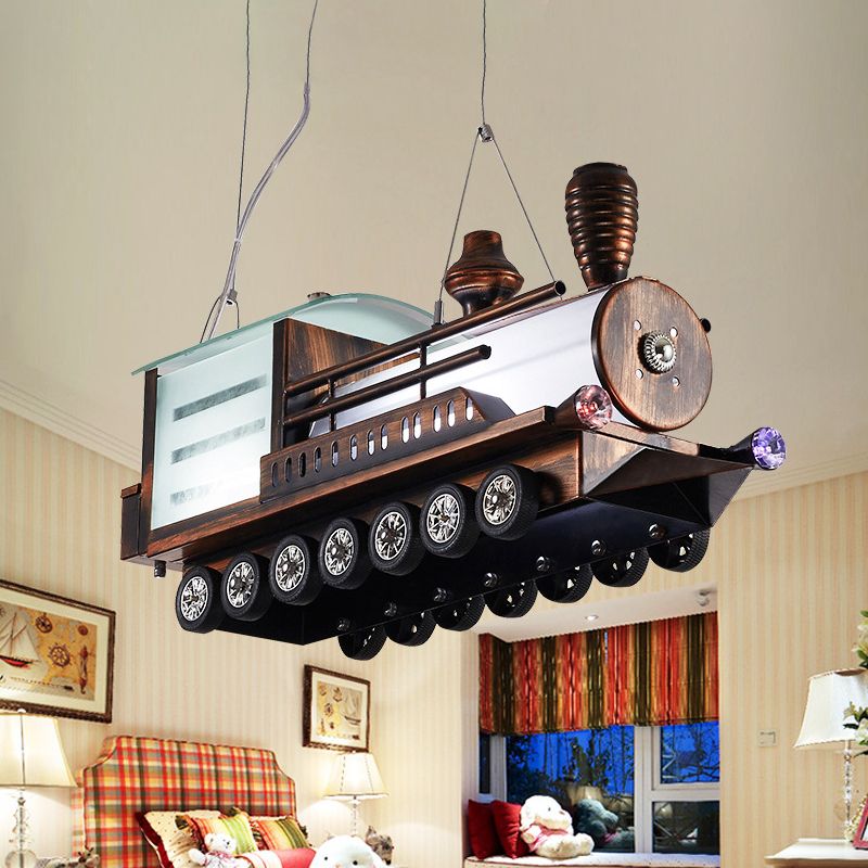 Locomotive à vapeur pour enfants à chambre à coucher lustre métal cartouche LED de plafond suspendu au café