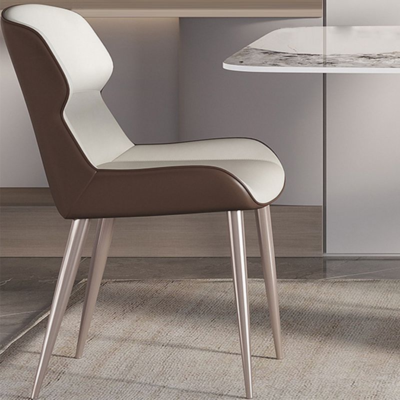 Modern Style Side Chair Metal Solid Back Dining Room Chair for Kitchen