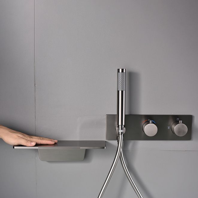 Modern Bath Faucet Solid Color Wall Mounted Waterfall Bathroom Faucet with Double Handle