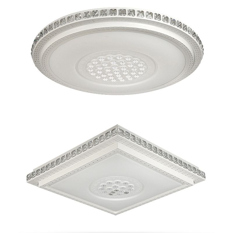 Lámpara de techo empotrada geométrica para sala de estar, lámpara empotrada simple LED de cristal en blanco