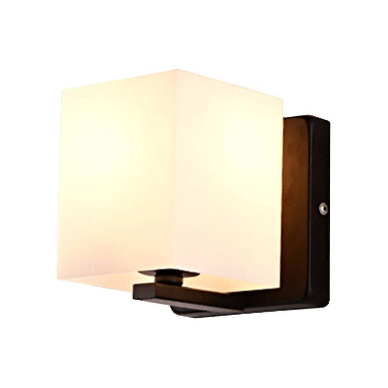 Tombra blanca Luz de apliques con base negra 1 Ligera de estilo moderno Vidry Glass Plan de pared para sala de estar