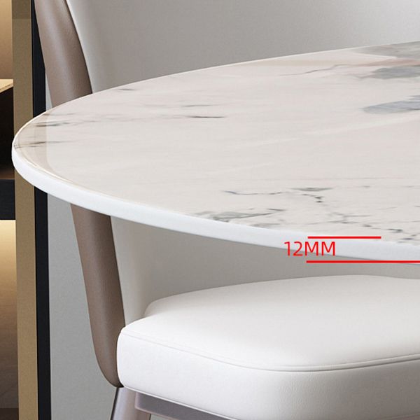 Rotatable Sintered Stone Dining Table Modern Round Table with Metal Pedestal