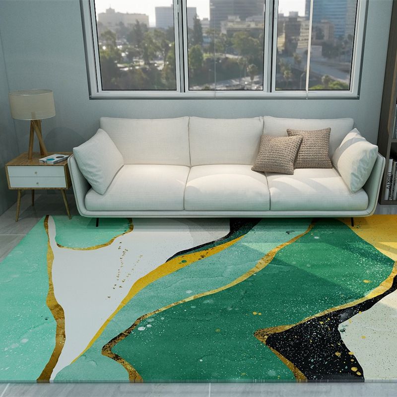 Oriental Bedroom Rug Multi Color Abstract Print Carpet Polyster Easy Care Machine Washable Rug