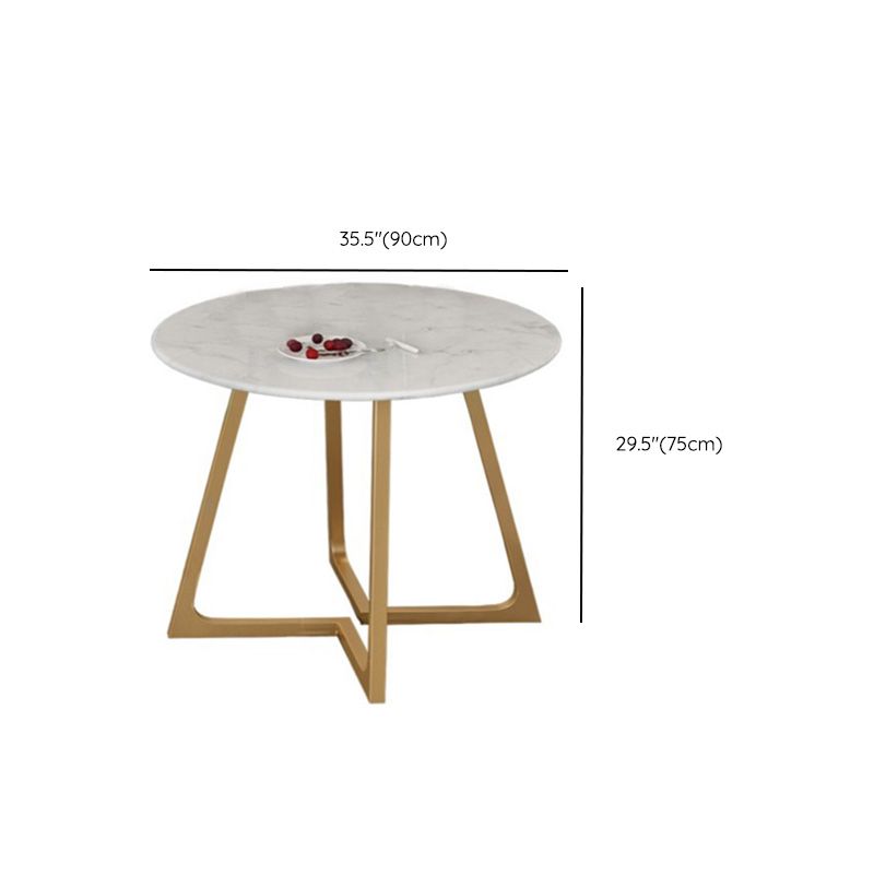 Round Golden Base Dining Table Glam Faux Marble Table for Kitchen