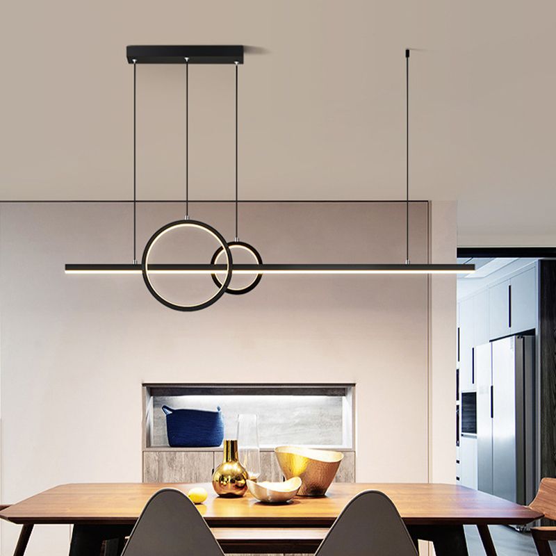 Unique Shape Hanging Island Lights Modern Chandelier Light Fixture in Black