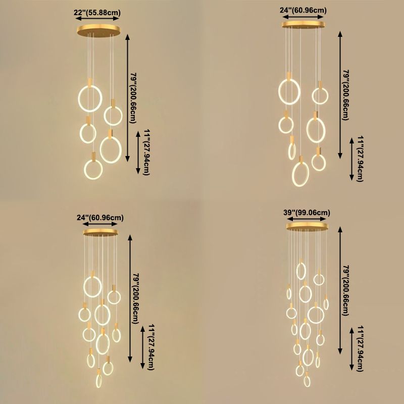 Modern Luxury LED Pendant Light Aluminium Circular Hanging Lamp with Acrylic Shade