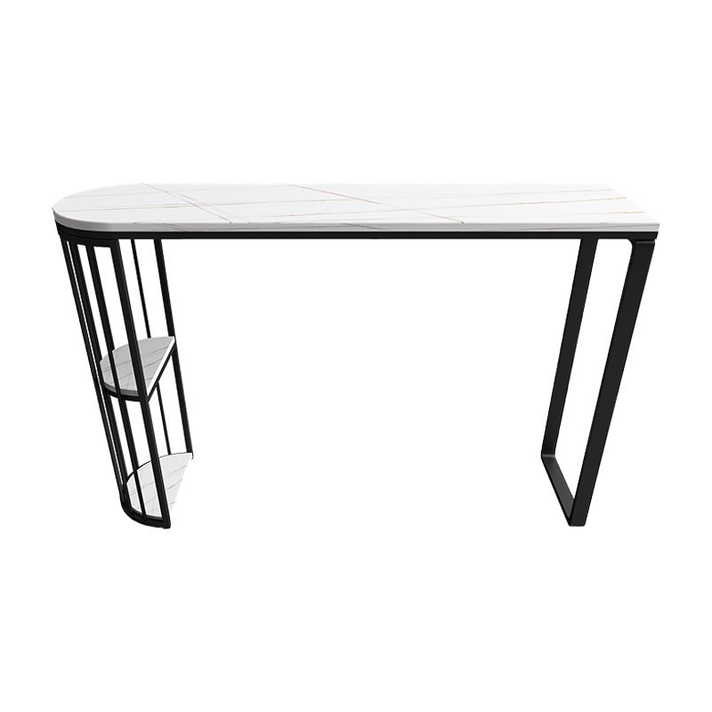 Modern Living Room Patio Bar Table White Marble Storage Counter-height Pub Table