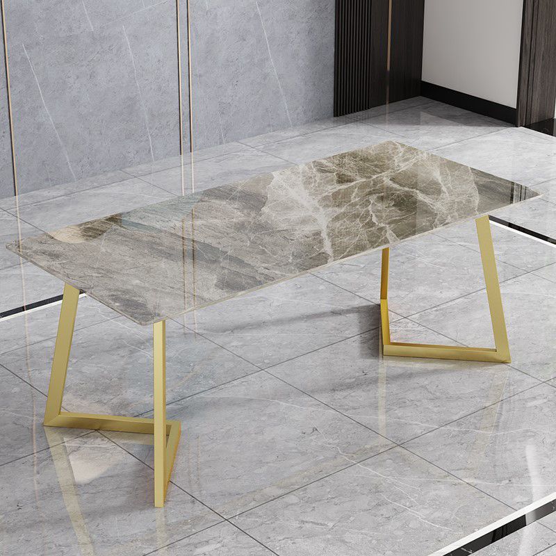 Table à manger rectangulaire de luxe traditionnelle en métal