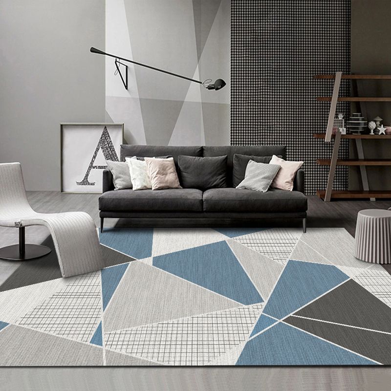 Modern Area Carpet Contrast Panel Polyester Area Rug Stain Resistant Area Carpet for Living Room