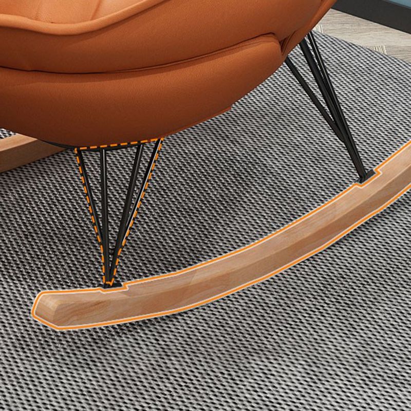 Modern Glider Chair Pure Color Metal Dark Legs Rocking Chair with Ottoman