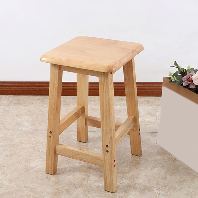 Modern Solid Wood Bar & Counter Stool Square Footrest Counter-height Stool for Shop