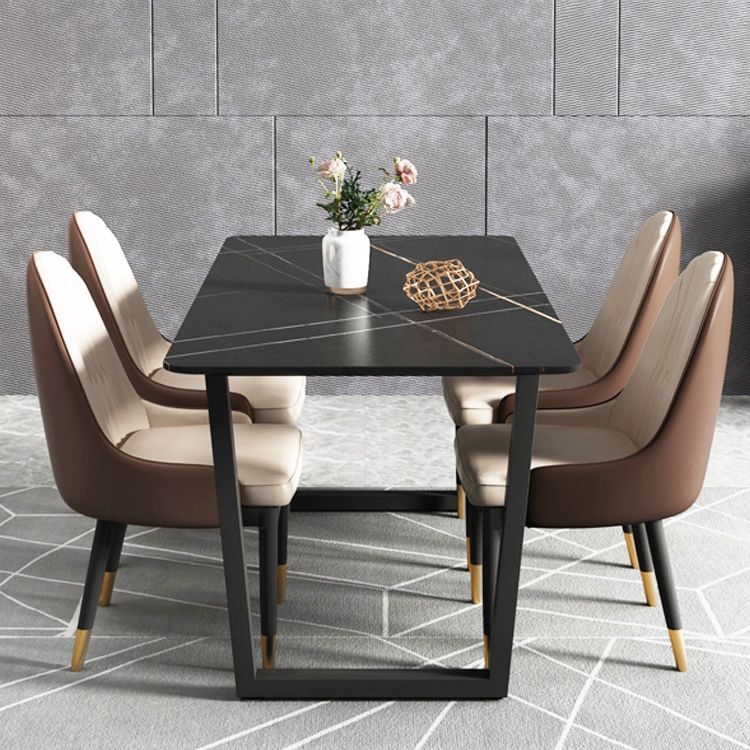 Modern 1/5 Pieces Dining Set Rectangle Stone Dining Table Set for Living Room