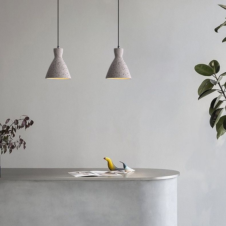 Nordic 1-Bulb Pendant Lamp Conical Small Suspension Lamp with Terrazzo Shade for Diner
