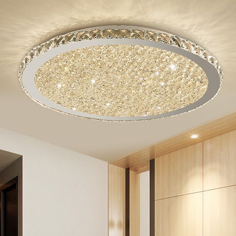 Modern Minimalist Crystal Flush Mount Ceiling Lamp Round Shape LED Flush Mount Lighting for Bedroom