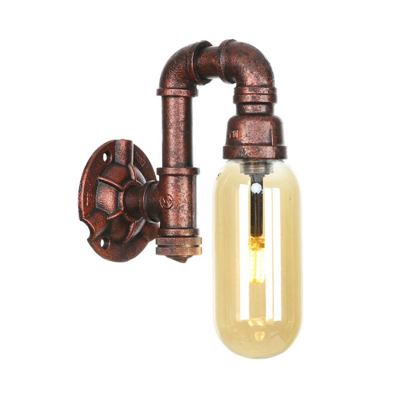 1 Leichte Bernsteinglaswand Lampe Industrie verwitterte Kupfer Oval Schatten Schlafzimmer Leuchte, 9,5 "/10"/12 "H