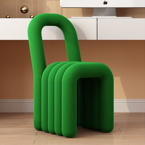 Silla auxiliar de comedor de terciopelo moderno, silla de comedor con respaldo abierto y acabado mate para cocina