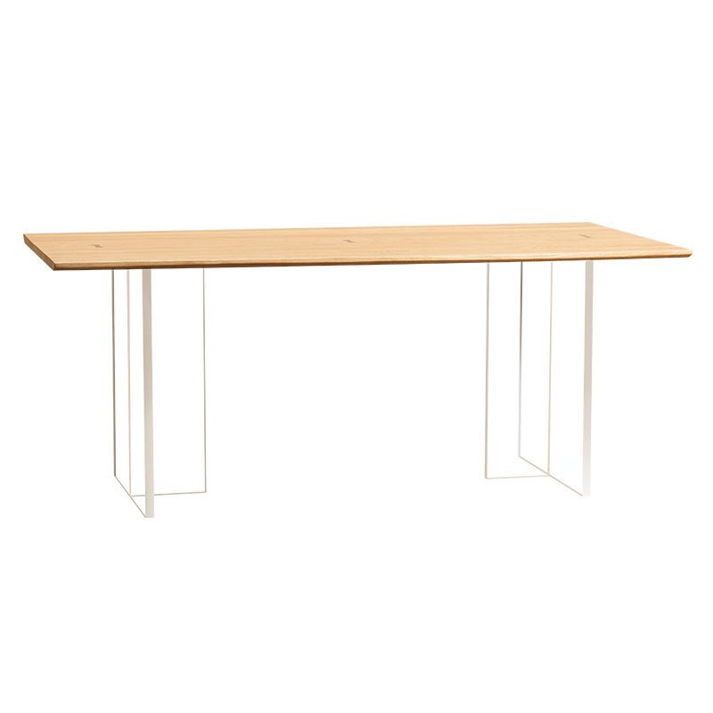 Rectangle Double Pedestal Dining Table Modern Wood Table for Kitchen