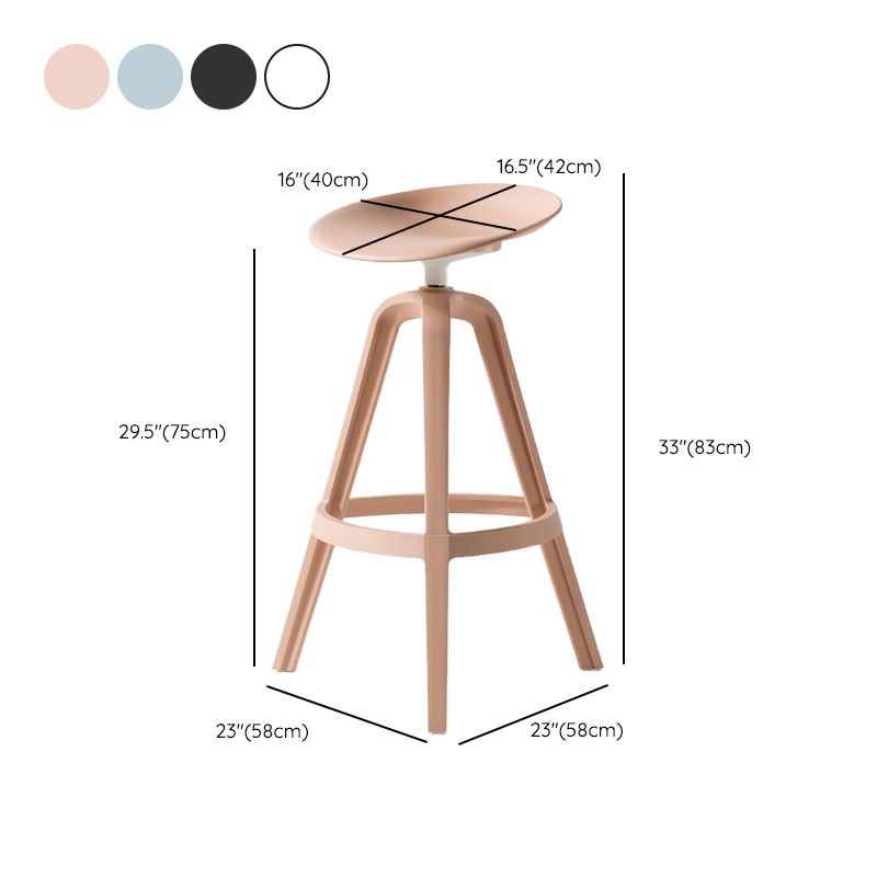 Low Back Plastic Swivel Bar Stool Industrial Armless Stool for Living Room