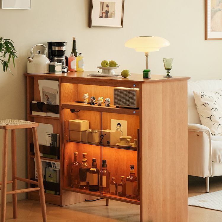 Modern Style Bar Table Rectangle Storage Wood Bar Table for Living Room
