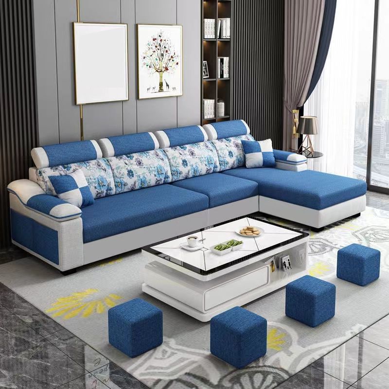 Modern Linen Sectional Sofa Pillow Top Arm Sectional for Living Room