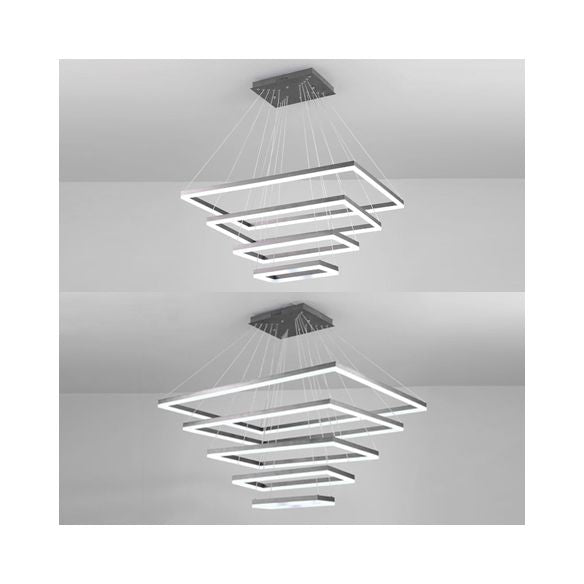 Multi-Layer Bedroom Chandelier Acrylic 1/2/3-Light LED Minimalist Suspension Pendant in Coffee, Warm/White/Natural Light