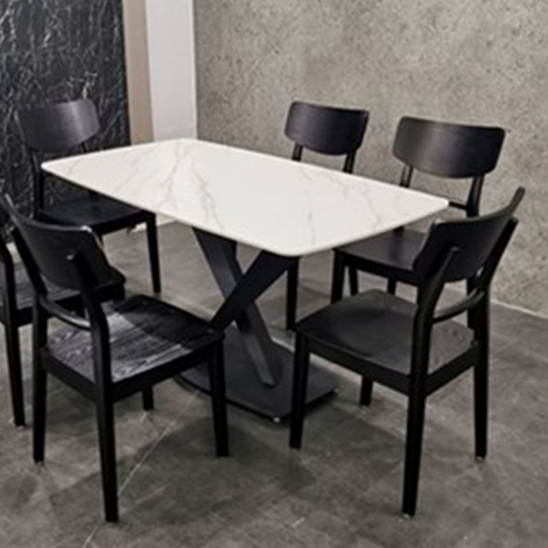 Wood Kitchen Dining Side Chair Ladder Back Side Chair in Black