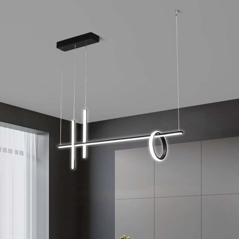 Acrylic Linear Ceiling Pendant Light Simple Black LED Hanging Island over Island