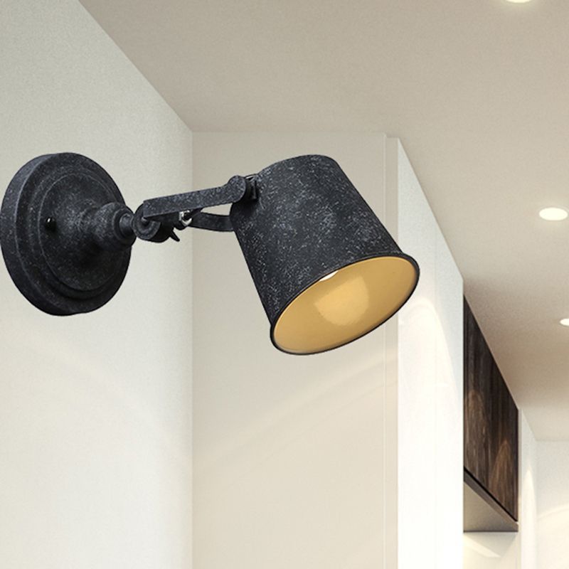 Schmiedeeisereisen Eimer Wandleuchten Lampen Bauernhaus Style 1 Leichtes Wohnzimmer Wandleuchte in antik Schwarz