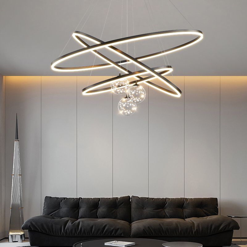 Circle Hanging Light Kit Modern Style Metal Multi Lights Hanging Ceiling Lights