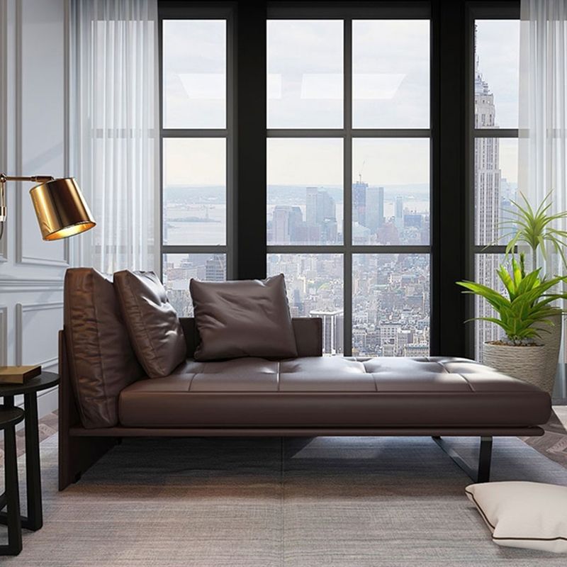 Modern Style Chaise Bedroom Living Room Square Arms Solid Color Chaise